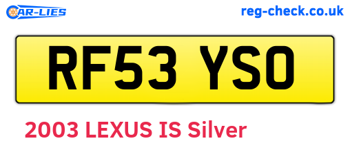 RF53YSO are the vehicle registration plates.