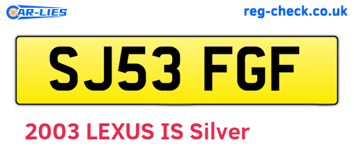 SJ53FGF are the vehicle registration plates.