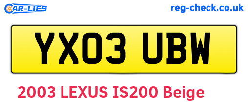 YX03UBW are the vehicle registration plates.