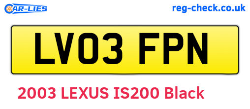 LV03FPN are the vehicle registration plates.