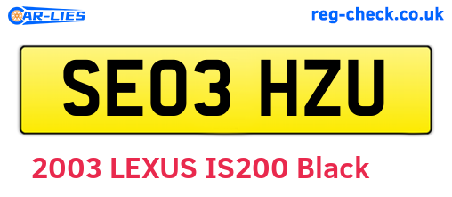 SE03HZU are the vehicle registration plates.