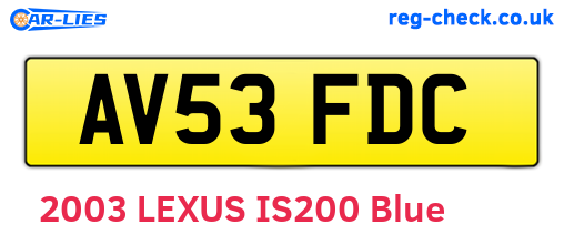 AV53FDC are the vehicle registration plates.