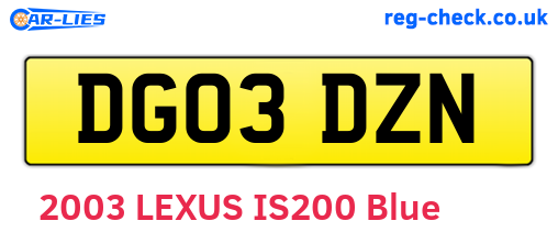 DG03DZN are the vehicle registration plates.