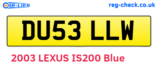 DU53LLW are the vehicle registration plates.