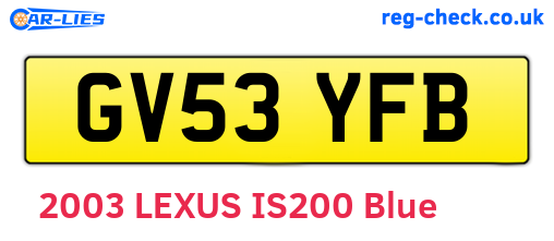 GV53YFB are the vehicle registration plates.