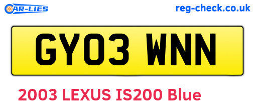 GY03WNN are the vehicle registration plates.