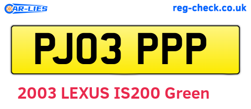 PJ03PPP are the vehicle registration plates.