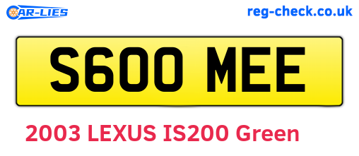 S600MEE are the vehicle registration plates.