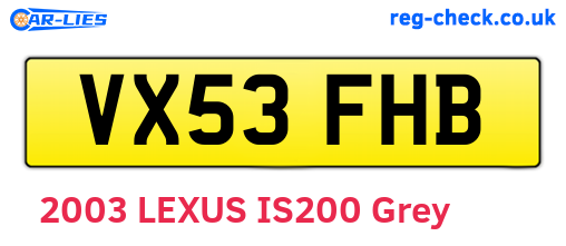 VX53FHB are the vehicle registration plates.