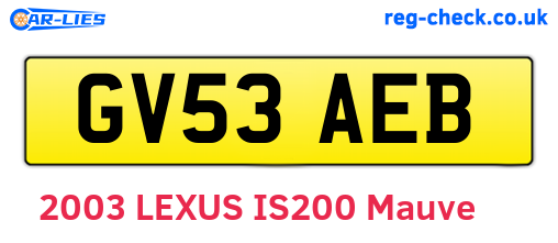 GV53AEB are the vehicle registration plates.