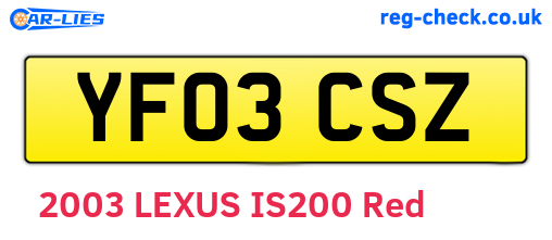 YF03CSZ are the vehicle registration plates.