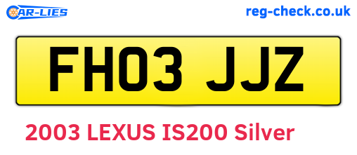 FH03JJZ are the vehicle registration plates.