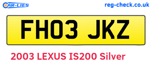 FH03JKZ are the vehicle registration plates.