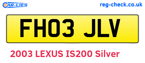FH03JLV are the vehicle registration plates.