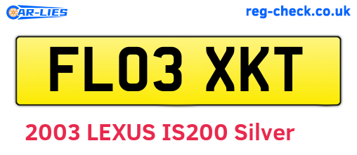 FL03XKT are the vehicle registration plates.