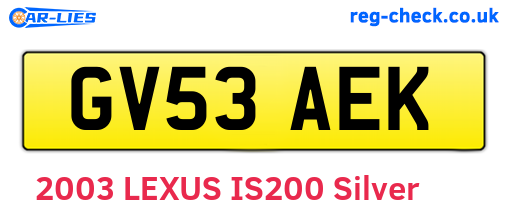 GV53AEK are the vehicle registration plates.