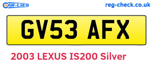 GV53AFX are the vehicle registration plates.