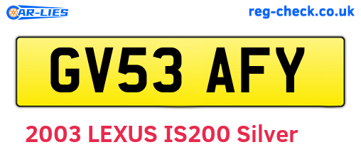 GV53AFY are the vehicle registration plates.