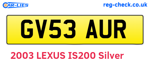 GV53AUR are the vehicle registration plates.
