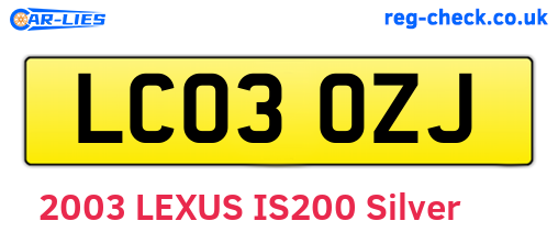 LC03OZJ are the vehicle registration plates.