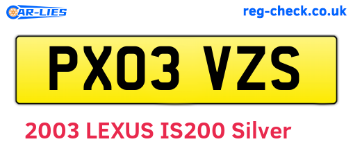 PX03VZS are the vehicle registration plates.