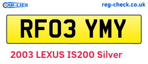 RF03YMY are the vehicle registration plates.