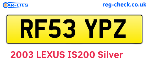RF53YPZ are the vehicle registration plates.