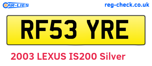 RF53YRE are the vehicle registration plates.