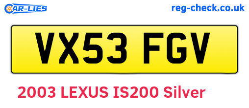 VX53FGV are the vehicle registration plates.