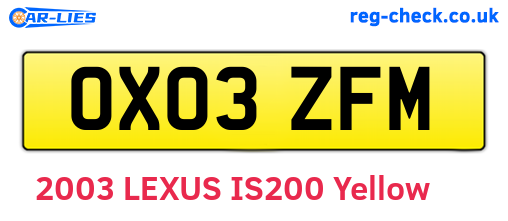 OX03ZFM are the vehicle registration plates.