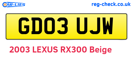 GD03UJW are the vehicle registration plates.