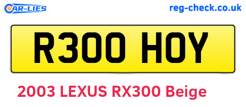 R300HOY are the vehicle registration plates.