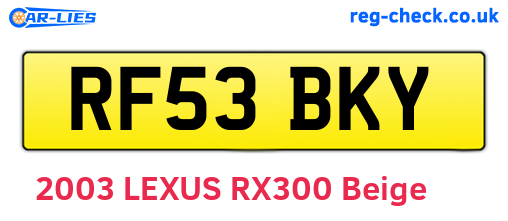 RF53BKY are the vehicle registration plates.
