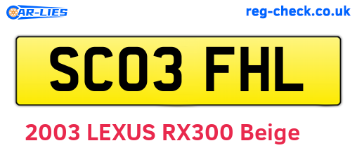 SC03FHL are the vehicle registration plates.