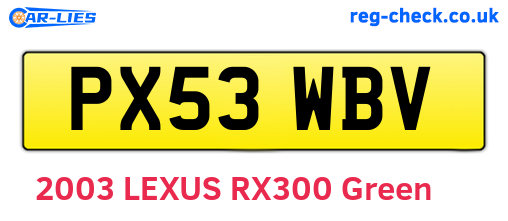 PX53WBV are the vehicle registration plates.