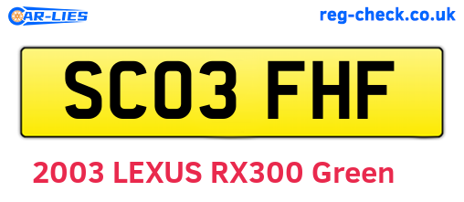 SC03FHF are the vehicle registration plates.