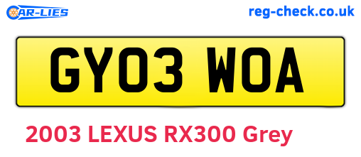 GY03WOA are the vehicle registration plates.