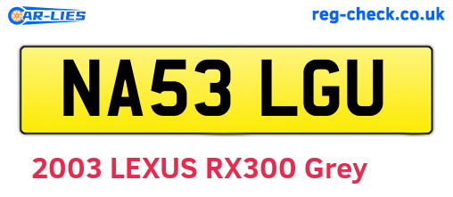 NA53LGU are the vehicle registration plates.