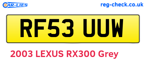 RF53UUW are the vehicle registration plates.