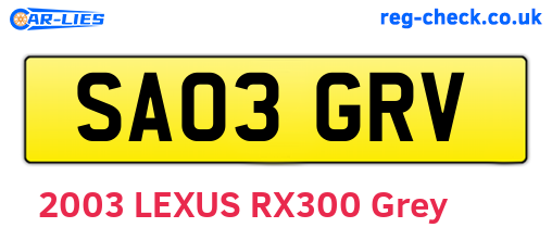 SA03GRV are the vehicle registration plates.