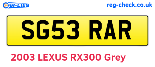 SG53RAR are the vehicle registration plates.