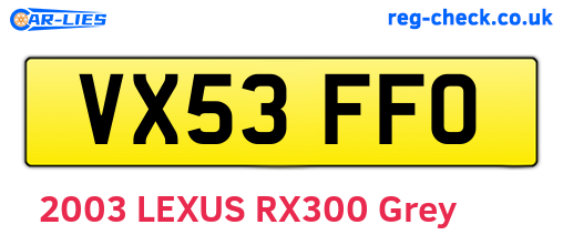 VX53FFO are the vehicle registration plates.