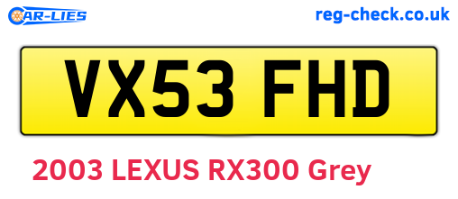 VX53FHD are the vehicle registration plates.