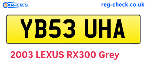 YB53UHA are the vehicle registration plates.