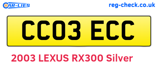 CC03ECC are the vehicle registration plates.