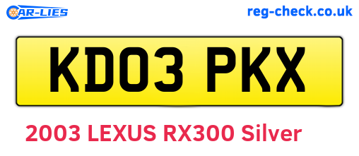 KD03PKX are the vehicle registration plates.