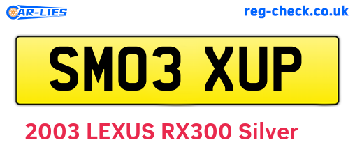SM03XUP are the vehicle registration plates.