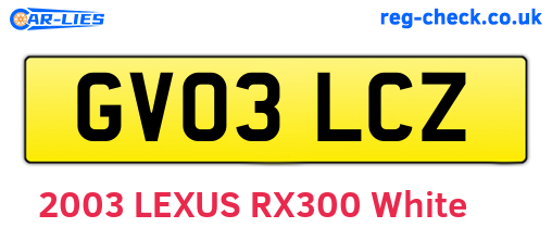 GV03LCZ are the vehicle registration plates.
