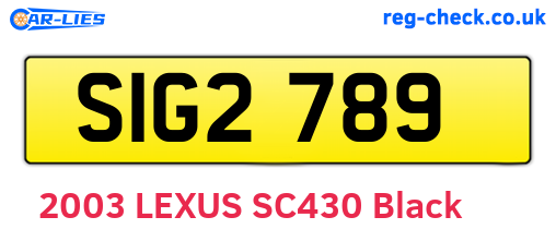 SIG2789 are the vehicle registration plates.