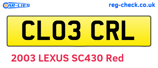 CL03CRL are the vehicle registration plates.